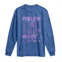 Purple Up Military Child Long Sleeve Shirt Dandelion Vintage American Flag Military Child Month