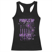 Purple Up Military Child Racerback Tank Top Dandelion Vintage American Flag Military Child Month