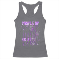 Purple Up Military Child Racerback Tank Top Dandelion Vintage American Flag Military Child Month