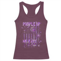 Purple Up Military Child Racerback Tank Top Dandelion Vintage American Flag Military Child Month
