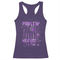Purple Up Military Child Racerback Tank Top Dandelion Vintage American Flag Military Child Month