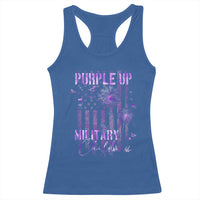 Purple Up Military Child Racerback Tank Top Dandelion Vintage American Flag Military Child Month
