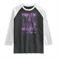 Purple Up Military Child Raglan Shirt Dandelion Vintage American Flag Military Child Month