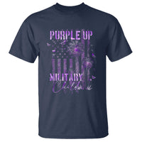 Purple Up Military Child T Shirt Dandelion Vintage American Flag Military Child Month