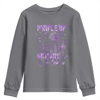 Purple Up Military Child Youth Sweatshirt Dandelion Vintage American Flag Military Child Month