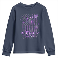 Purple Up Military Child Youth Sweatshirt Dandelion Vintage American Flag Military Child Month