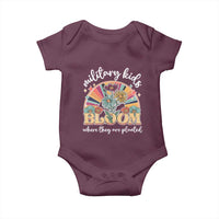 Military Kids Bloom Where They Are Planted Baby Onesie Military Child Month Retro Vintage Flowers