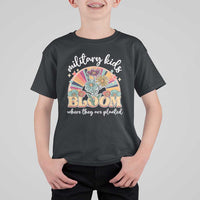 Military Kids Bloom Where They Are Planted T Shirt For Kid Military Child Month Retro Vintage Flowers