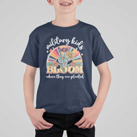 Military Kids Bloom Where They Are Planted T Shirt For Kid Military Child Month Retro Vintage Flowers