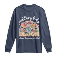 Military Kids Bloom Where They Are Planted Long Sleeve Shirt Military Child Month Retro Vintage Flowers