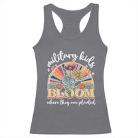 Military Kids Bloom Where They Are Planted Racerback Tank Top Military Child Month Retro Vintage Flowers
