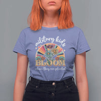Military Kids Bloom Where They Are Planted T Shirt For Women Military Child Month Retro Vintage Flowers