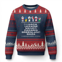 Canada Greenland Mexico Panama Gaza Ukraine Pride Ugly Christmas Sweater Hand Fist - Wonder Print Shop