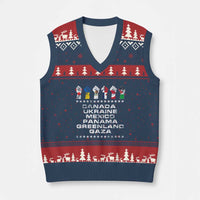 Canada Greenland Mexico Panama Gaza Ukraine Pride V-Neck Knit Sweater Vest Hand Fist - Wonder Print Shop