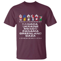 Canada Greenland Mexico Panama Gaza Ukraine Pride T Shirt Hand Fist