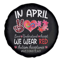 Autism Awareness Acceptance Red Instead Spare Tire Cover In April We Wear Red Peace Love Puzzle