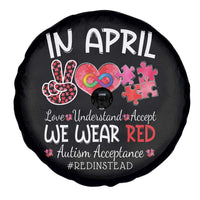 Autism Awareness Acceptance Red Instead Spare Tire Cover In April We Wear Red Peace Love Puzzle