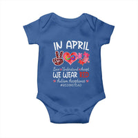 Autism Awareness Acceptance Red Instead Baby Onesie In April We Wear Red Peace Love Puzzle