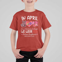 Autism Awareness Acceptance Red Instead T Shirt For Kid In April We Wear Red Peace Love Puzzle