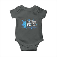 Child Abuse Prevention Awareness I'm Their Voice Baby Onesie Blue Pinwheels