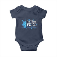 Child Abuse Prevention Awareness I'm Their Voice Baby Onesie Blue Pinwheels