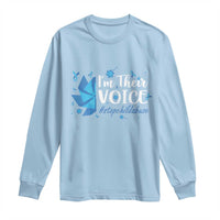 Child Abuse Prevention Awareness I'm Their Voice Long Sleeve Shirt Blue Pinwheels