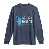 Child Abuse Prevention Awareness I'm Their Voice Long Sleeve Shirt Blue Pinwheels