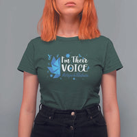 Child Abuse Prevention Awareness I'm Their Voice T Shirt For Women Blue Pinwheels