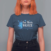 Child Abuse Prevention Awareness I'm Their Voice T Shirt For Women Blue Pinwheels