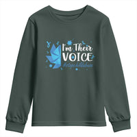 Child Abuse Prevention Awareness I'm Their Voice Youth Sweatshirt Blue Pinwheels