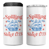 Funny Spilling The Tea Since 1776 4 in 1 Can Cooler Tumbler Us History Teacher 4th Of July - Wonder Print Shop