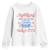 Funny Spilling The Tea Since 1776 Youth Sweatshirt Us History Teacher 4th Of July - Wonder Print Shop