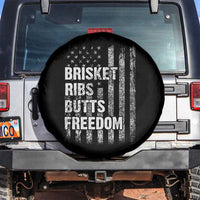 Funny BBQ Brisket Ribs Butts Freedom Spare Tire Cover 4th Of July Meat Smoking American Flag - Wonder Print Shop