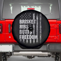 Funny BBQ Brisket Ribs Butts Freedom Spare Tire Cover 4th Of July Meat Smoking American Flag - Wonder Print Shop