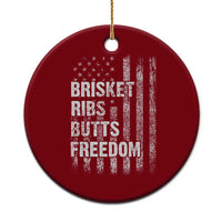 Funny BBQ Brisket Ribs Butts Freedom Ceramic Ornament 4th Of July Meat Smoking American Flag - Wonder Print Shop