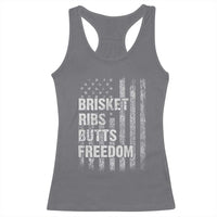 Funny BBQ Brisket Ribs Butts Freedom Racerback Tank Top 4th Of July Meat Smoking American Flag - Wonder Print Shop