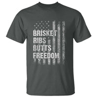 Funny BBQ Brisket Ribs Butts Freedom T Shirt 4th Of July Meat Smoking American Flag - Wonder Print Shop