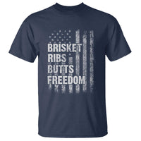 Funny BBQ Brisket Ribs Butts Freedom T Shirt 4th Of July Meat Smoking American Flag - Wonder Print Shop