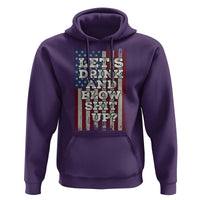 Funny Lets Drink And Blow Shit Up 4th Of July Beer Drinking Hoodie American Flag - Wonder Print Shop
