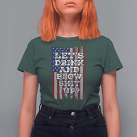Funny Lets Drink And Blow Shit Up 4th Of July Beer Drinking T Shirt For Women American Flag - Wonder Print Shop