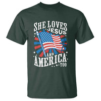 Funny She Loves Jesus And America Too T Shirt 4th Of July Patriotic Christian American Flag - Wonder Print Shop