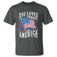 Funny She Loves Jesus And America Too T Shirt 4th Of July Patriotic Christian American Flag - Wonder Print Shop