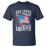 Funny She Loves Jesus And America Too T Shirt 4th Of July Patriotic Christian American Flag - Wonder Print Shop