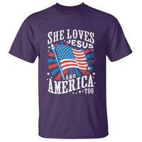 Funny She Loves Jesus And America Too T Shirt 4th Of July Patriotic Christian American Flag - Wonder Print Shop