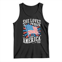 Funny She Loves Jesus And America Too Tank Top 4th Of July Patriotic Christian American Flag - Wonder Print Shop