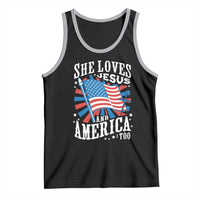 Funny She Loves Jesus And America Too Tank Top 4th Of July Patriotic Christian American Flag - Wonder Print Shop