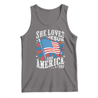 Funny She Loves Jesus And America Too Tank Top 4th Of July Patriotic Christian American Flag - Wonder Print Shop