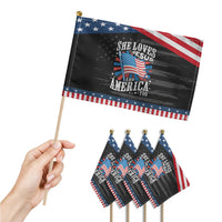 Funny She Loves Jesus And America Too Patriotic Handheld Flag 4th Of July Patriotic Christian American Flag