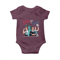 Girl Will be Girls Patriotic Feminist 4th of July Baby Onesie