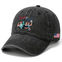 Girl Will be Girls Patriotic Feminist 4th of July Washed Cotton Baseball Cap TS11